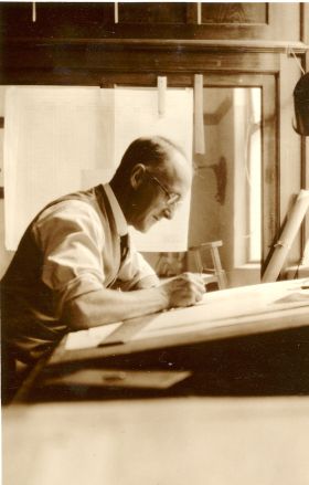 Staff member in the architecture office of F. Kenneth Milne, c1920s, Milne collection S4, image courtesy Architecture Museum, University of South Australia